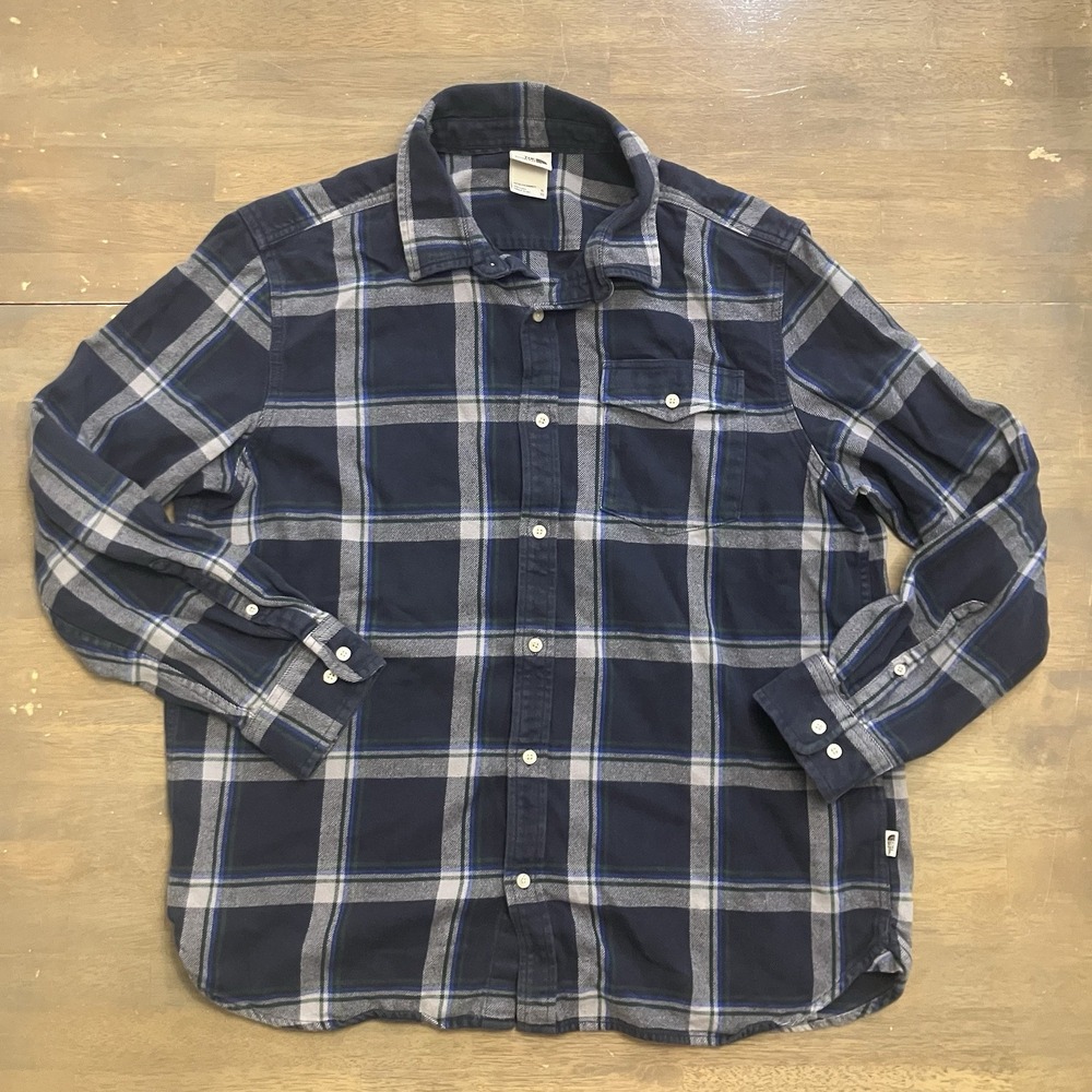 The North Face Shirt Mens XL Blue White Plaid Flannel‎ Button Up Outdoor